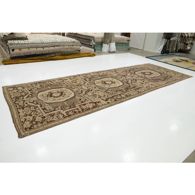 Tribal Antique Karabaugh Handmade Designed Wool Runner in Brown For Sale - Image 3 of 10