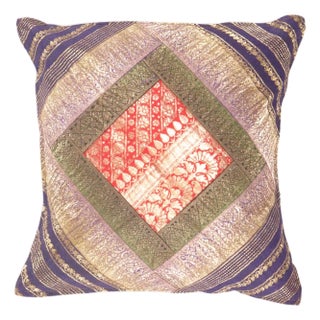 Pasargad DC Vintage Sari Silk Square Pillow Case For Sale