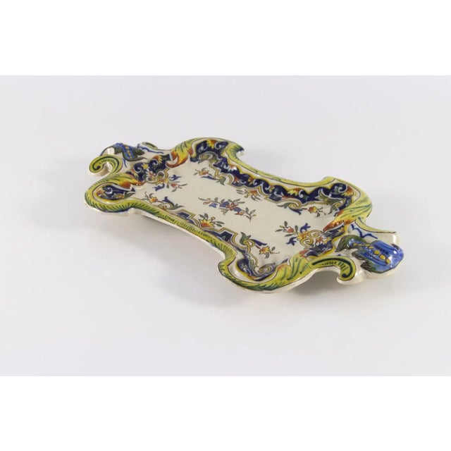 Vintage French Ceramic Wall Plate from Rouen For Sale - Image 9 of 18