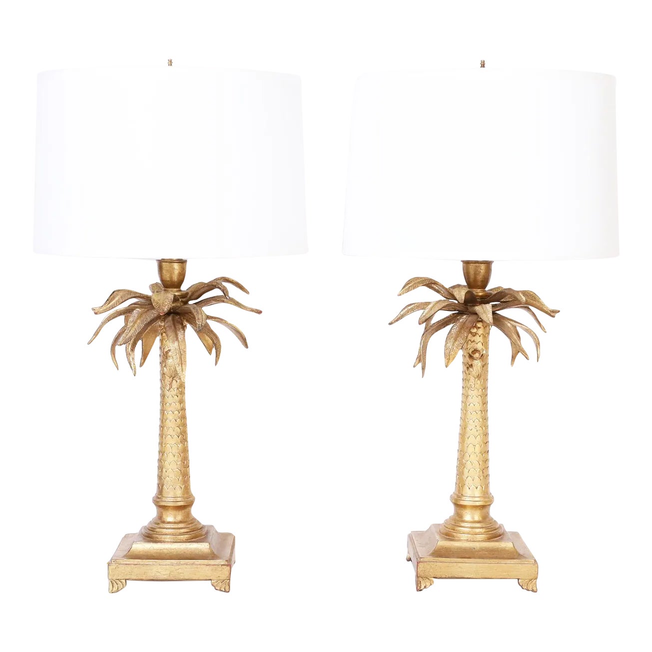Pair of Mid Century Gilt Palm Tree Table Lamps Chairish