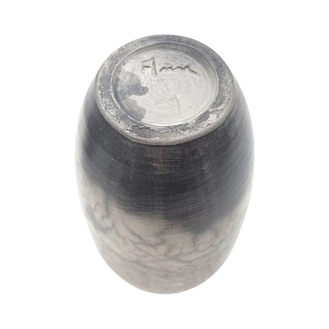 Ceramic Ann Hurley Signed California Raku Fired Crackle Studio Pottery Vase For Sale - Image 7 of 9