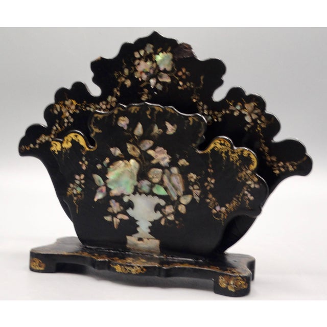 Late 19th Century Antique English Papier Mâché Letter Rack For Sale - Image 5 of 9