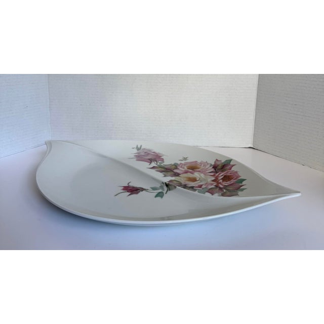 White Vintage Hutschenreuther Maxim’s De Paris Leaf Form Floral Porcelain Platter For Sale - Image 8 of 12