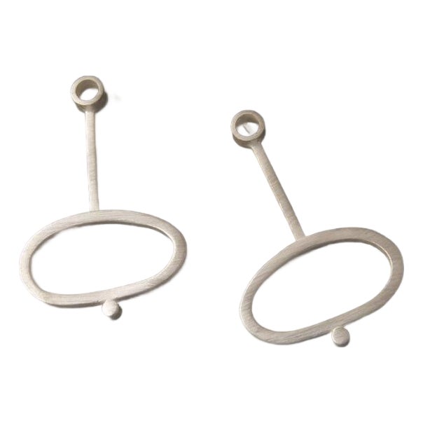 Square Stock Long Circle Earrings by Donna d'Aquino, Attributed, 2 Pieces For Sale