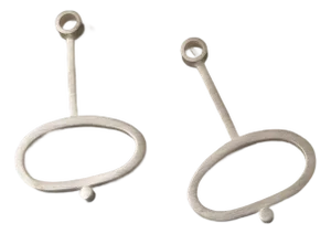 Square Stock Long Circle Earrings by Donna d'Aquino, Attributed, 2 Pieces