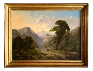 Loos, M., Romantic Landscape, 1874, Oil on Canvas, Framed