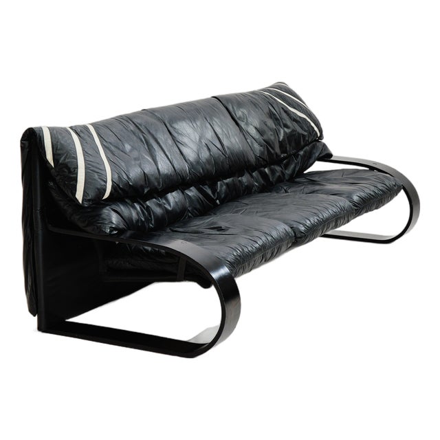 Italian Three-Seater Sofa in Leather by Coralba, 1980s For Sale