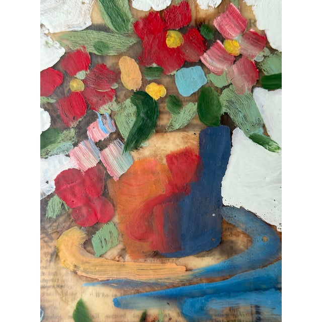 Sq. Encaustic & Antique Collage on Cradled Panel, Hartman For Sale - Image 9 of 10