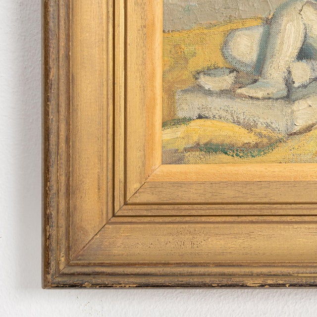 1940s France Pink Canvas Painting For Sale - Image 13 of 15