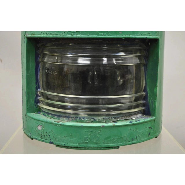 Antique Eli Griffith & Sons Green Marine Masthead Ship Lantern Light Fixture For Sale In Philadelphia - Image 6 of 12