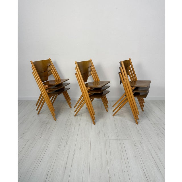 Mid-Century Modern Vintage Stackable Plywood Chair from Hiller, Germany, 1950s For Sale - Image 3 of 8