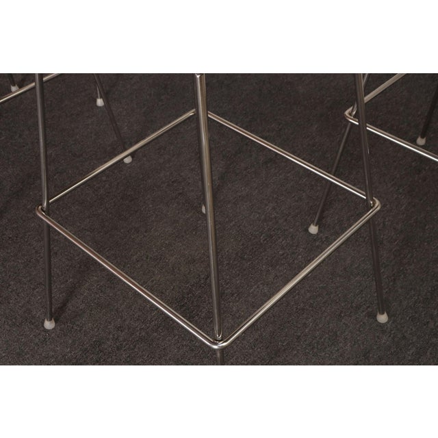 Set of Four Brazilian Leather and Stainless Steel Bar Stools by Fernando Jaeger For Sale - Image 17 of 18