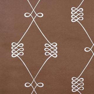 Sample - Schumacher Nicolette Wallpaper in Silver on Brown For Sale