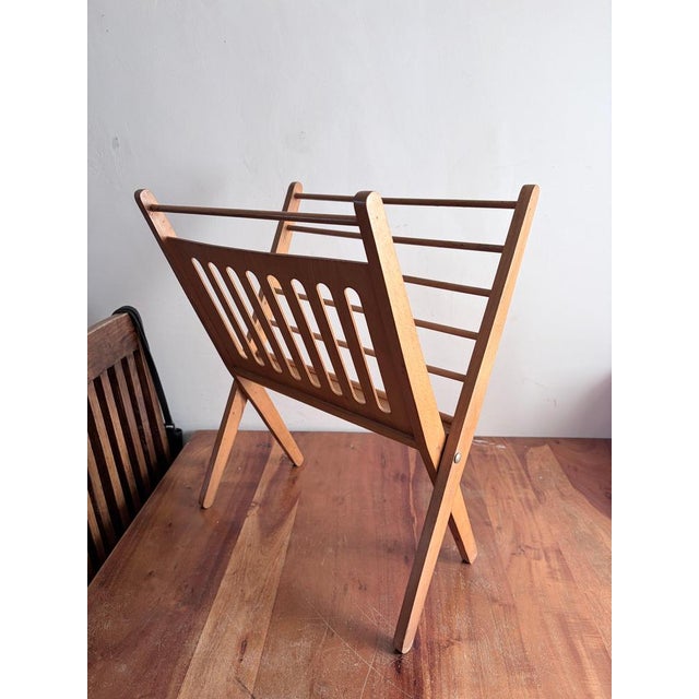 Mid-Century Modern Dutch Beech Folding Magazine Rack by Cees Braakman, 1890s For Sale - Image 11 of 13