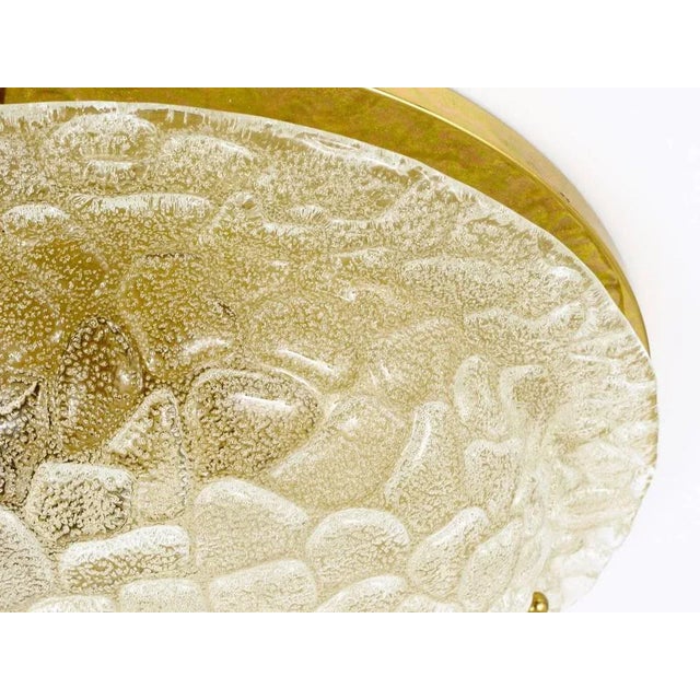 Large Textured Bubble Glass and Brass Flush Mount, Germany, 1970s For Sale - Image 6 of 11