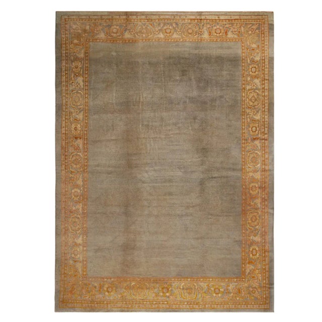 Late 19th Century Antique Sultanabad Traditional Blue-Gray Wool Persian Rug For Sale - Image 9 of 9