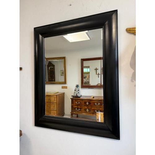 Black Wooden Wall Mirror, 1980s For Sale - Image 6 of 8