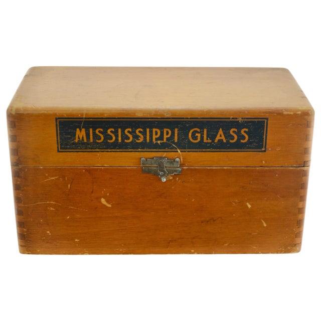 Large early 1900s salesman's sample box for Mississippi Glass Company located in New York, Chicago, and St. Louis. Inside...