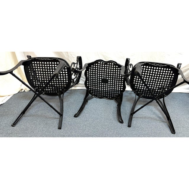 Vintage Set of 'Barrycraft' Style Cast Aluminum Outdoor Table and Two Chairs- 3 Pieces For Sale - Image 14 of 18