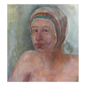 Vintage Portrait of Woman in Cap Painting