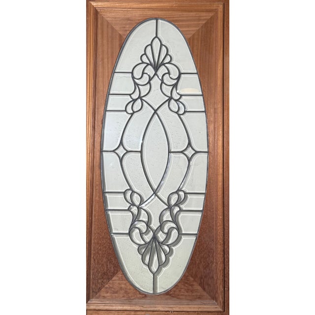 Leaded exterior/entry door made of Honduran Mahogany with beveled glass. Dimensions: 36 W x 79 1/2 H
