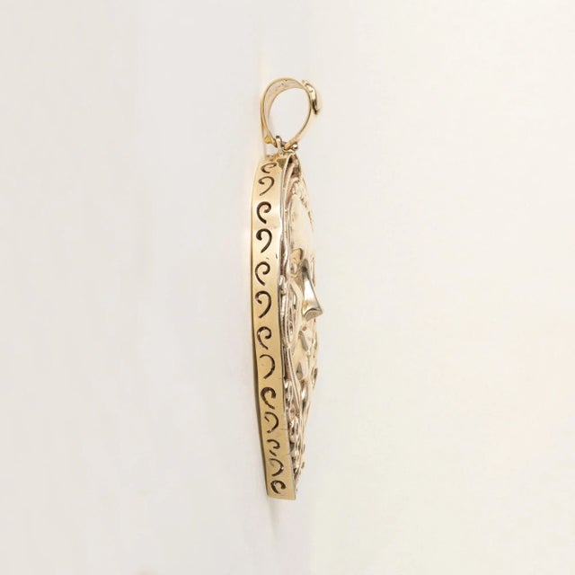 Early 21st Century 14k Gold Lady Goddess Portrait Cameo Pendant For Sale - Image 5 of 6