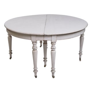 Gustavian Style Round Dining Table with Brass Wheels, 1780s For Sale