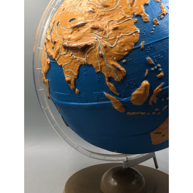 Brown Vintage Globe for Blind People in Louis Braille, 1940s For Sale - Image 8 of 16