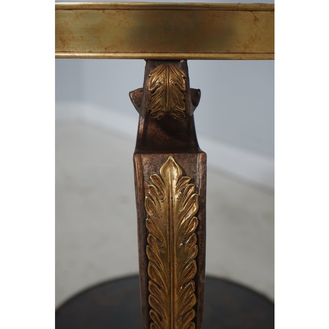 1980s French Empire Round Gueridon Etched Bronze Top Lamp Table For Sale - Image 5 of 12