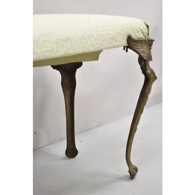 Bronze Early 20th Century Antique French Art Deco Figural Bench With Cast Iron Winged Women Legs For Sale - Image 8 of 11