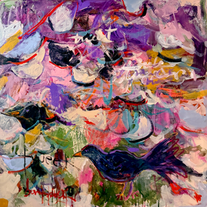 "For the Birds" #2 an Original Abstract Full of Color, Joy and Possibly Even a Bird Nestled in !