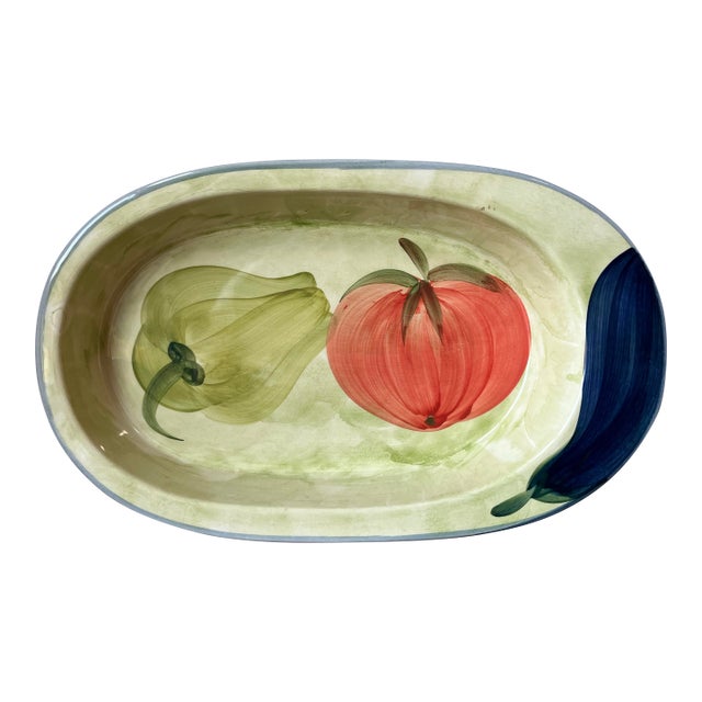 Late 20th Century JRM Ceramica Handpainted Casserole Serveware Oval Dish 15” Made in Italy For Sale