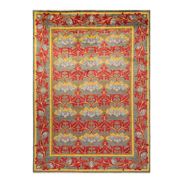 Arts & Crafts Collection Hand-Knotted Area Rug - Gray 8' 8" x 11' 9" For Sale