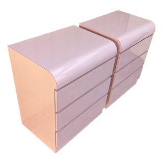 A Pair of Custom Made Postmodern Pink Waterfall Formica Nightstands. Circa 1980s For Sale
