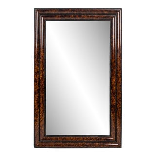 Large Scale Art Deco Style Faux Tortoiseshell and Ebony Finished Wall Mirror For Sale