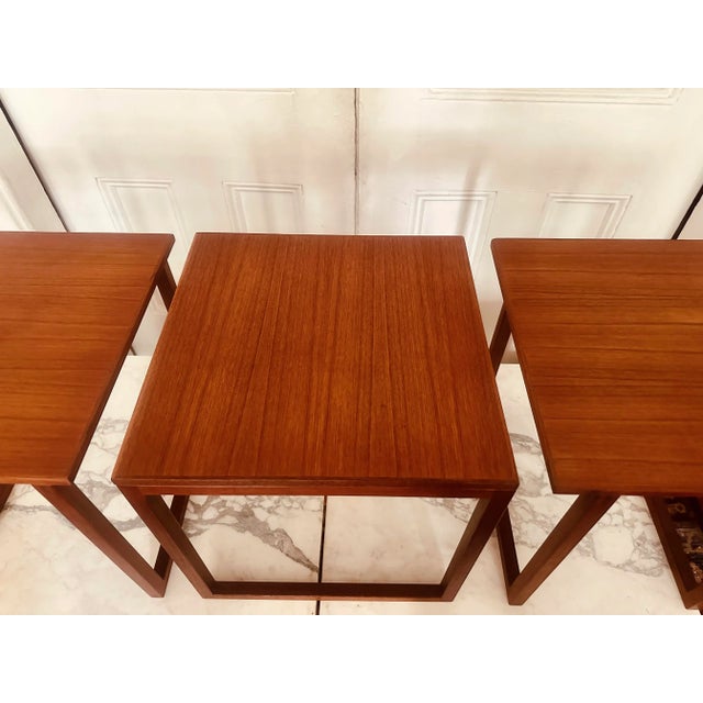 Kai Kristiansen Cube Nesting Tables in Teak Set of 3 Model 33 1960s Danish Modern For Sale - Image 11 of 12