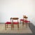 Scandinavian Wooden Chairs with Red Fabric Seat, 1960s, Set of 4 For Sale - Image 6 of 9