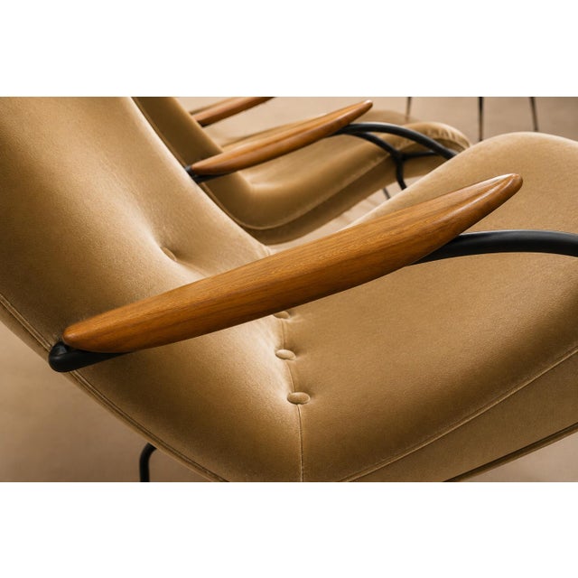 Carlo Hauner Brazilian Modern Pair of Armchairs in Rosewood, Mohair & Steel by Carlo Hauner, 1950s For Sale - Image 4 of 18
