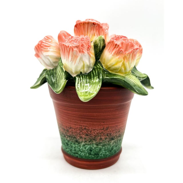 Vintage Fitz and Floyd “Forever in Bloom” Ceramic Flower Pot Lidded Jar/ Cachepot - European Cottage, Botanical, Cottagecore For Sale In Houston - Image 6 of 13