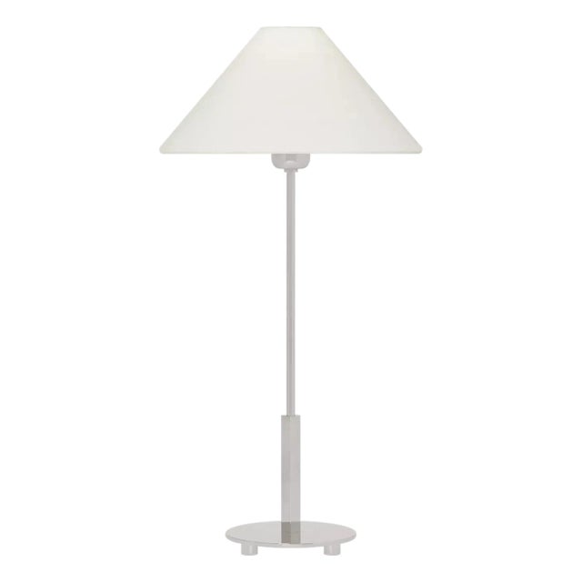 J. Randall Powers by Visual Comfort Signature Hackney 24" Cordless Buffet Lamp in Polished Nickel with Linen Shade For Sale