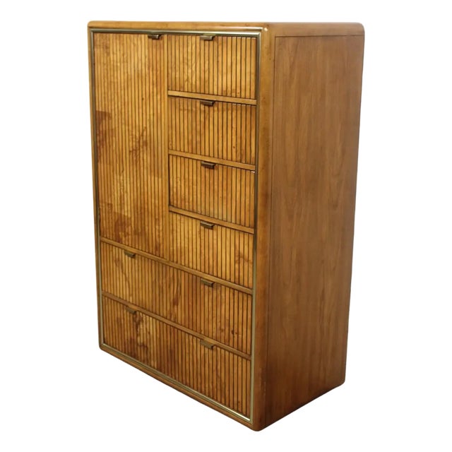 Rare Vintage Burl American Martinsville MCM Brutalist Armoire Wardrobe 1972 For Sale