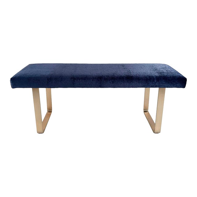 Blue Mohair Miami Bench For Sale