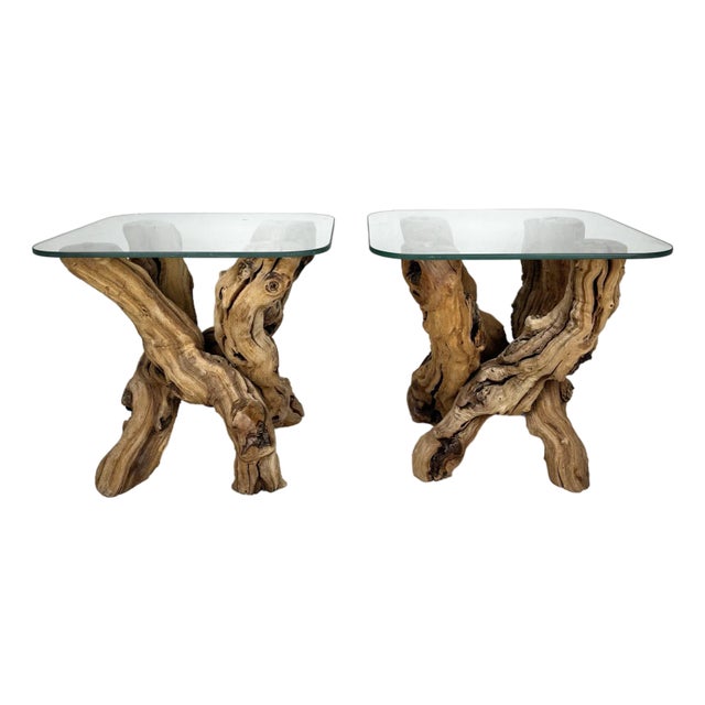 Vintage Grapevine Side Tables- A Pair For Sale
