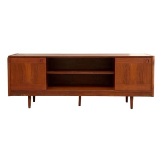 Vintage Teak Credenza With Two Sliding Doors For Sale