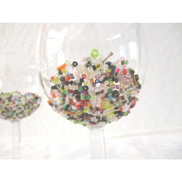 Vintage Festive Bead Encrusted Wine Glasses, Set Of For Sale - Image 4 of 5