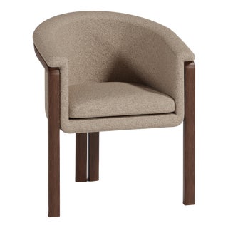 Agnes Chair in Walnut Wood with Teal Wool Fabric by Javier Gomez For Sale