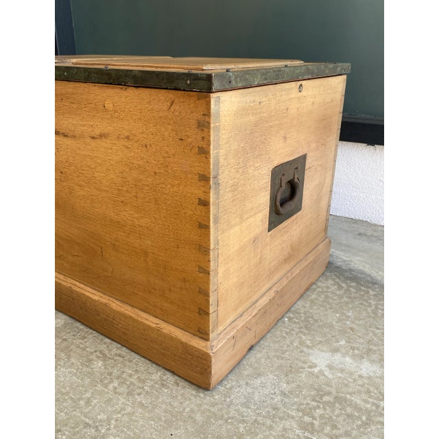 Mid-Century Modern Mid 20th Century Wood and Brass Trunk For Sale - Image 3 of 10