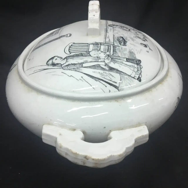 19th Century Victorian Black & White Ceramic British Soup Tureen For Sale - Image 6 of 8