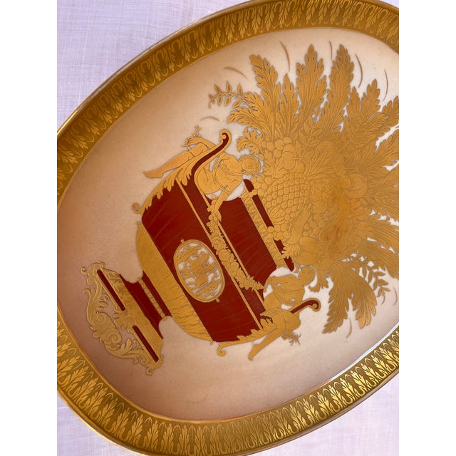 Morbelli 24 Kt G. Rovere Collection Porcelain engraved with Etching Precious and rare oval plate Intact and in perfect...