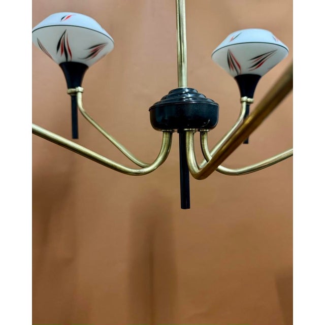 Black Vintage French Chandelier in Brass, 1950s For Sale - Image 8 of 11